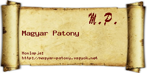 Magyar Patony névjegykártya